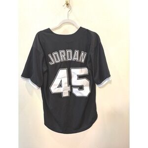 Birmingham Barons Michael Jordan Baseball Jersey Black White Vintage M